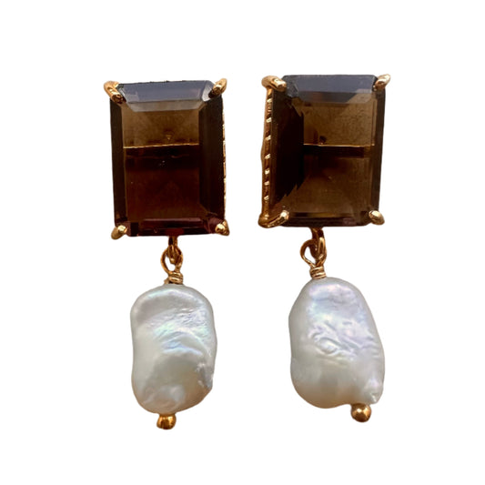 FRANCHESCA-SMOKEY QUARTZ EARRINGS